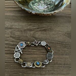 Button Trinket Metal Charm Toggle Bracelet